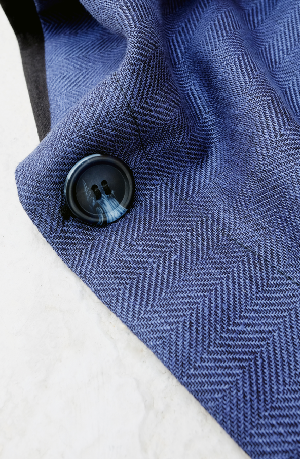 Duvet Navy Blue Silk & French Black Linen